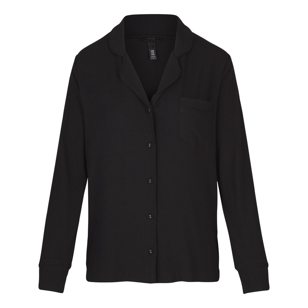 SKIMS NWT Ribbed Soft Lounge Pajama Top in Onyx Sz XL